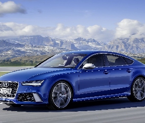 Audi, Góry, Droga, RS7, Niebieskie