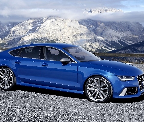 Audi, Góry, Droga, RS7, Niebieskie