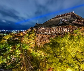Nocą, Miasto, Japonia, Kyoto