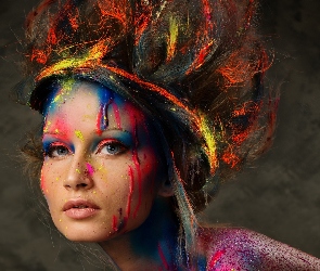 Bodypainting, Farby, Melissa Lingafelt, Twarz