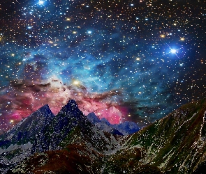 Kosmos, Galaktyka, Góry, Gwiazdy