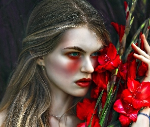Modelka, Art, Gladiole, Kwiaty, Agnieszka Lorek
