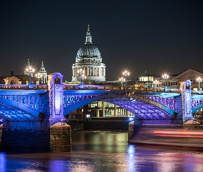 Wielka Brytania, Światła, Rzeka, Most, Londyn