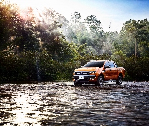 Samochód, Ranger, Woda, Las, Ford