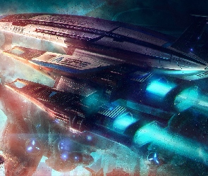 Mass Effect, SSV Normandia, Statek Kosmiczny, Żniwiarz, Kosmos