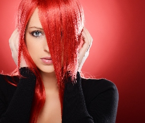 Kobieta, Płomienna czerwień, Farbowane włosy