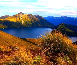 Park Narodowy Fiordland, Nowa Zelandia, Góry, Jezioro