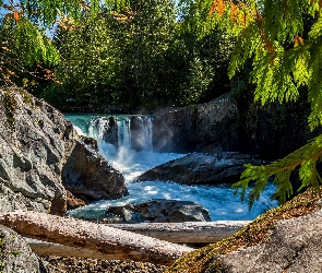 Skały, Rzeka, Kanada, Wodospad