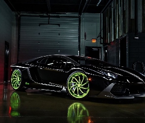, Garaż, Aventador, Lamborghini, LP700-4, Czarny