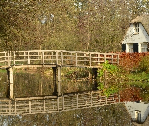 Most, Dom, Odbicie, Woda, Holandia