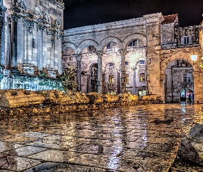 Split, Europa, Noc, Domy, Chorwacja