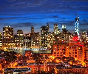 USA, Noc, Manhattan, World Trade Center, Nowy Jork