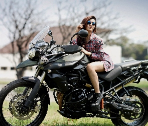 Motocykl, Triumph, Kobieta