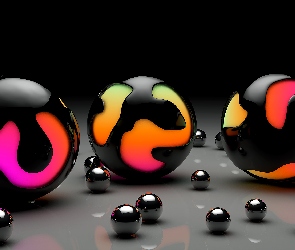 Kolorowe, Kule, Grafika 3D