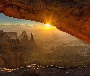 Stan Utah, Zachód słońca, Kanion, Park Narodowy Arches, Stany Zjednoczone