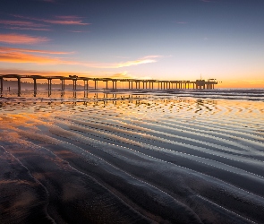 Plaża, Morze, Stan Kalifornia, Stany Zjednoczone, San Diego, Molo