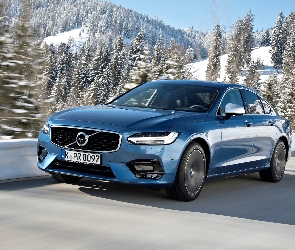 2016, Sedan, Niebieskie, Volvo S90 T5 R-Design