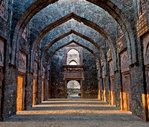 Architektura, Łuki, Mandu, Indie, Budowla, Hindola Mahal