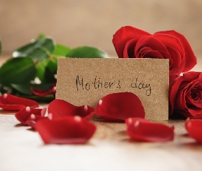 Dzień Matki, Napis, Płatki, Róże