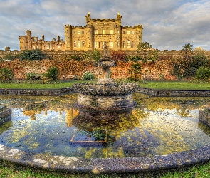 Szkocja, HDR, Fontanna, Zamek Culzean Castle