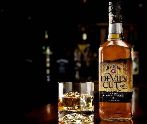 Butelka, Szklanka, Jim Beam Bourbon Devils Cut 90, Whisky