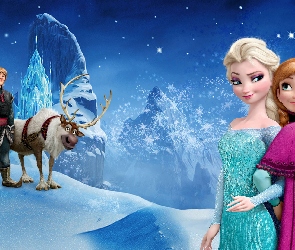 Renifer Sven, Kraina lodu, Zamek, Frozen, Bajka, Śnieg, Anna, Księżniczka Elsa, Kristoff, Zima