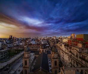 Argentyna, Buenos Aires, Domy, Niebo, Piorun, Panorama