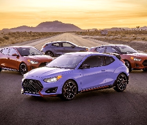 Droga, 2018, Samochody, Góry, Hyundai Veloster N, Cztery, Hyundai Veloster