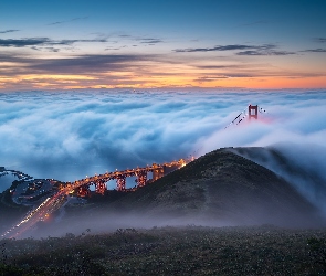 Mgła, Stany Zjednoczone, Most Golden Gate Bridge, Kalifornia