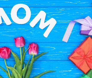 Mama, Mom, Tulipany, Dzień Matki, Prezenty, Napis