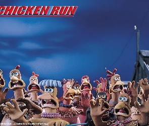 Chicken Run, dzioby, kurczaki, przestraszone, Uciekające kurczaki