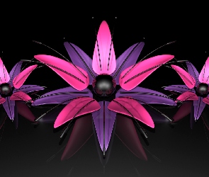 Grafika 3D, Kwiaty, Trzy