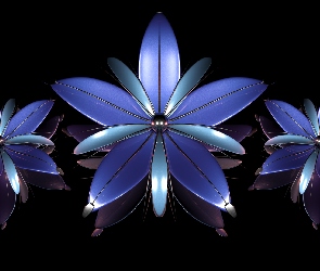 Kwiaty, Niebieskie, Grafika 3D, Trzy