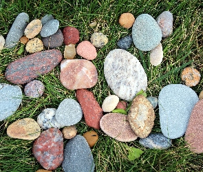 Kolorowe, Trawa, Kamienie, Kamyczki