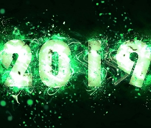 Nowy Rok, Cyfry, Zielone, 2019