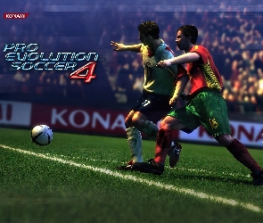 piłka, Pro Evolution Soccer 4, trawa, piłkarze, nożna