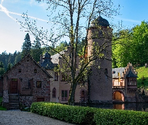 Mespelbrunn Castle, Niemcy, Bawaria, Odbicie, Zamek