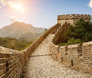 Chiny, Wielki Mur Chiński, Góry, Wschód słońca
