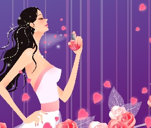 Grafika 2D, Róże, Perfumy, Kobieta
