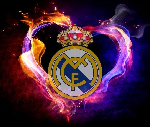 Real Madryt CF, Logo, Płomienie, Serce