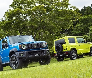 Dwa, Drzewa, Wzgórze, Suzuki Jimny