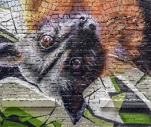 Ściana, Street art, Nietoperz
