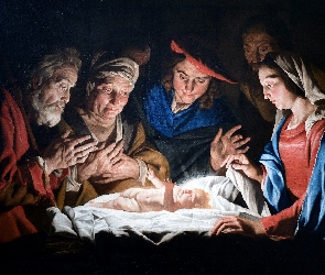 Adoracja, Matthias Stomer, Malarstwo, Obraz