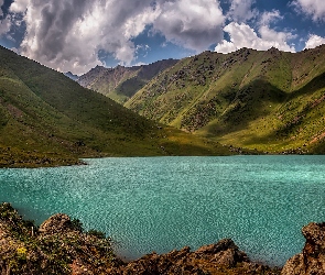 Góry Tienszan, Kirgistan, Jezioro, Kol-Tor Lake, Skały