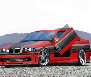 Czarny, Tuning, E36, BMW 3, Czerwony