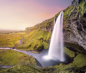 Wodospad Seljalandsfoss, Islandia, Skały, Rzeka Seljalandsa