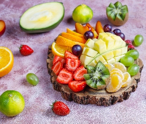 Pomarańcza, Awokado, Truskawki, Owoce, Kiwi, Limonka