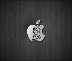Apple, Logo, Tło, Kwiatowy, Szare, Wzór