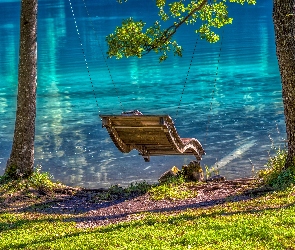 Jezioro, Huśtawka, Drzewa