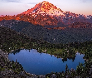 Stratowulkan, Eunice Lake, Góry, Jezioro, Stan Waszyngton, Mount Rainier, Stany Zjednoczone, Park Narodowy Mount Rainier